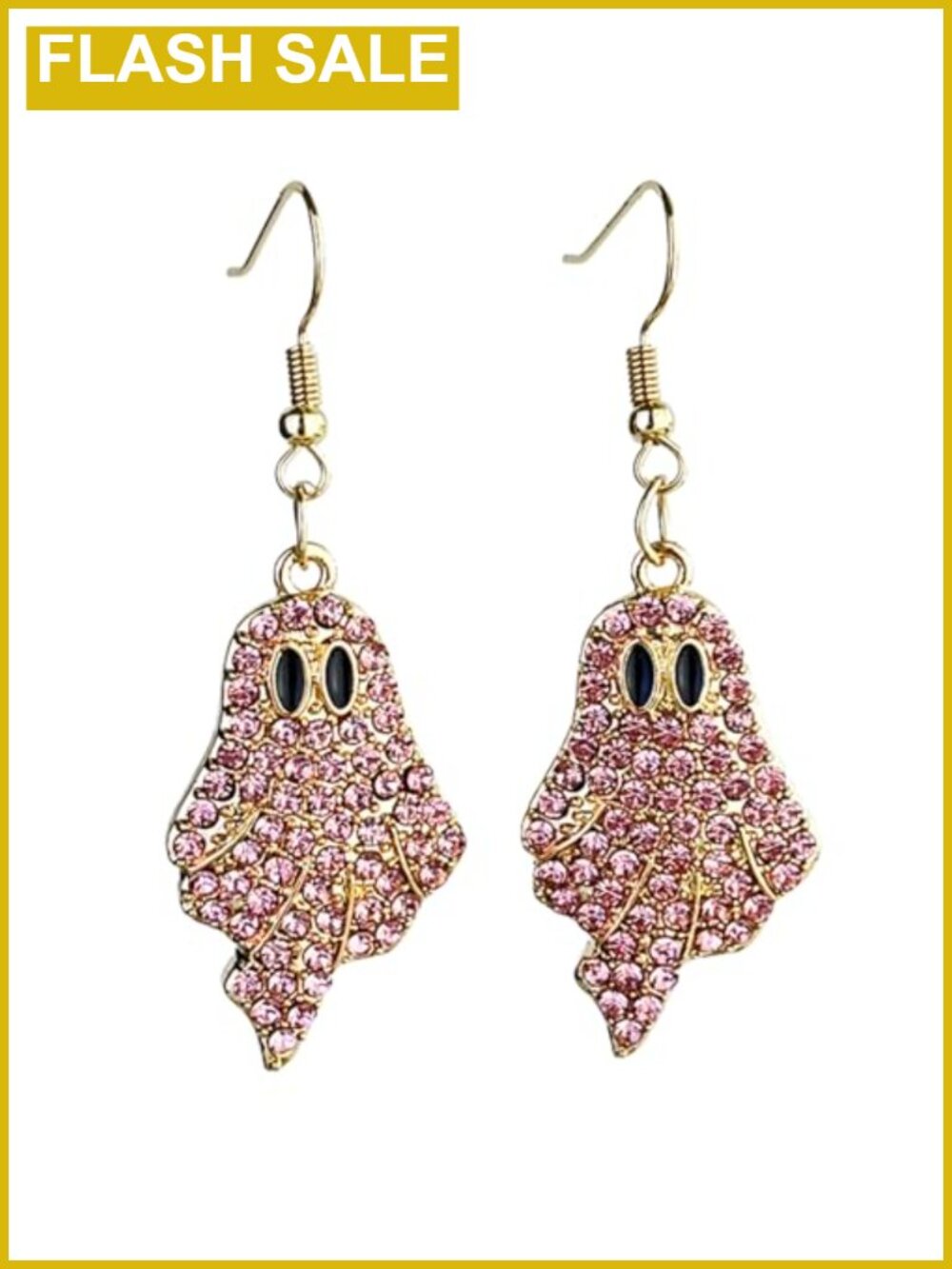 Sparkly Rhinestone Ghost Dangle Drop Earrings Halloween Costume Jewelry Gift